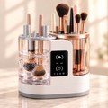 Domenda Brush Care Station on a clean warm vanity