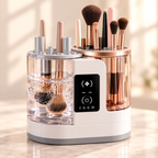 Domenda Brush Care Station on a clean warm vanity